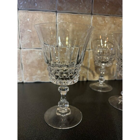 Cristal d'Arques Taille Set Of 4 Vtg Crystal Wine Glasses - Picture 1 of 5